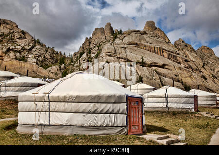 Vues des camps de yourte en Mongolie Banque D'Images