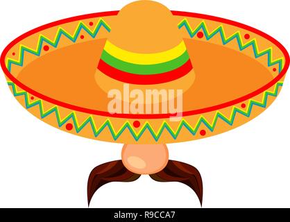 Cartoon couleur avatar homme mexicain Illustration de Vecteur