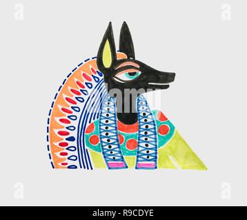 Esquisse de marqueur dieu égyptien anubis Illustration de Vecteur