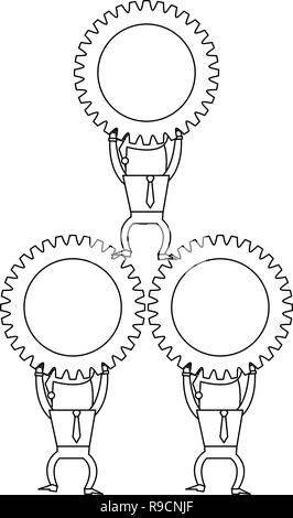 Équipe d'affaires cartoon en noir et blanc Illustration de Vecteur
