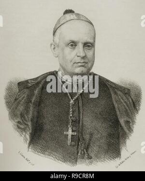 Antolín Monescillo y Viso (1811-1897). Cardenal español y arzobispo primado de Toledo. Dibujo por Berr. Litografía. Retrato. Detalle. Crónica general de España, Historia Ilustrada Descriptiva y de sus Provincias. Castille la Nueva, 1869. Biblioteca Histórico Militar de Barcelone. Islas Baleares, España. Banque D'Images