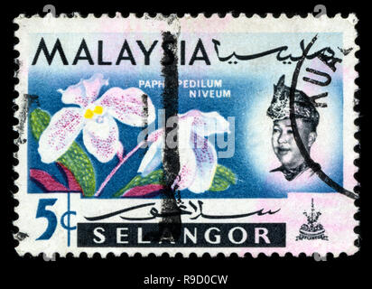 Timbre-poste de la Malaisie dans la série émise en 1965 Selangor Banque D'Images