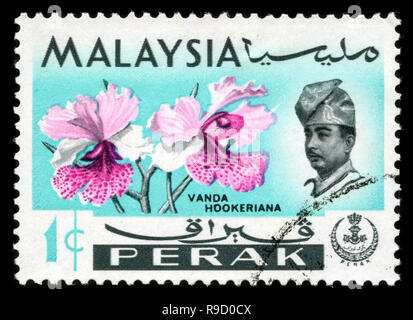 Timbre-poste de la Malaisie dans le Perak série émise en 1965 Banque D'Images