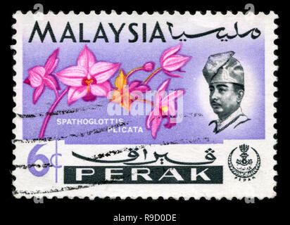 Timbre-poste de la Malaisie dans le Perak série émise en 1965 Banque D'Images