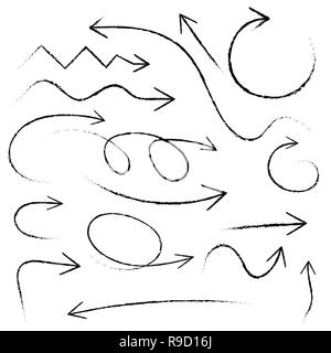 Ensemble de main tiré des flèches noires. Vector illustration. Collection de flèches isolées Illustration de Vecteur