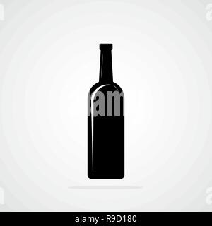 Bouteille de vin icône. Vector illustration. Silhouette noire de bouteille de vin Illustration de Vecteur