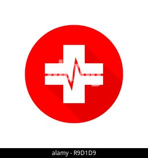 Medical croix avec l'icône de signal de télévision dans le style. Vector illustration. Symbole médical isolé rouge Illustration de Vecteur