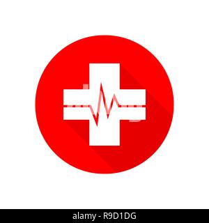 Medical croix avec l'icône de signal de télévision dans le style. Vector illustration. Symbole médical isolé rouge Illustration de Vecteur