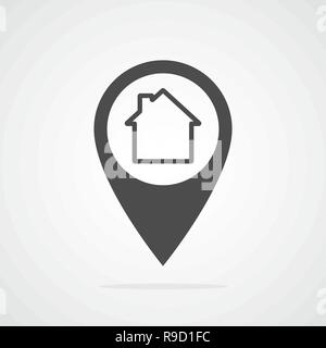 Pointeur de carte avec maison symbole. Vector illustration. L'icône de localisation Accueil Illustration de Vecteur