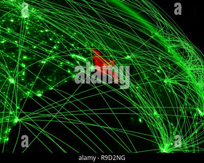 Le Bangladesh à partir de l'espace sur le modèle de la planète Terre verte avec réseau. Concept de la technologie verte, la connectivité et les voyages. 3D illustration. Éléments de Banque D'Images