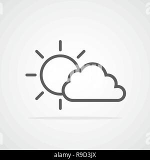 Le soleil derrière un nuage. Vector illustration. L'icône météo gris Illustration de Vecteur