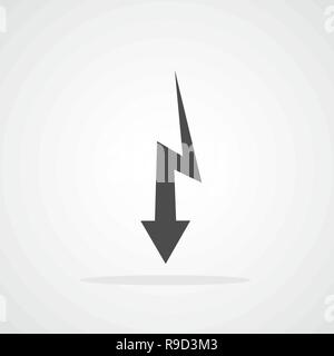 Icône de la flèche noire dans télévision style. Vector illustration. Flèche vers le bas, isolé sur fond clair. Illustration de Vecteur