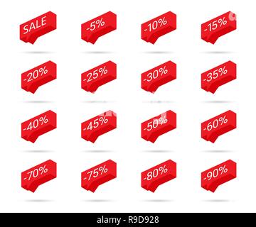 % De Remise des icônes. Vente commode d'icônes. Tag remise éléments de conception. Prix discount vente icônes bulle. Offre Spéciale promotion design télévision signe. Illustration de Vecteur