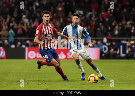 Madrid, Madrid, Espagne. Dec 22, 2018. L'Atletico de Madrid Rodrigo Hernandez et RCD Espanyol's Didac Vila au cours de la Liga match entre l'Atletico de Madrid et du RCD Espanyol à Wanda Stade Metropolitano de Madrid, Espagne. Legan Crédit : P. Mace/SOPA Images/ZUMA/Alamy Fil Live News Banque D'Images