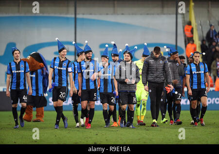 Bruges, Belgique. 23 décembre 2018. Les joueurs du Club Brugge célébrer après avoir remporté la Jupiler Pro League match day 20 entre le Club de Bruges et le Royal Antwerp FC le 23 décembre 2018 à Bruges, Belgique. (Photo de Vincent Van Doornick/Isosport) Credit : Pro Shots/Alamy Live News Banque D'Images