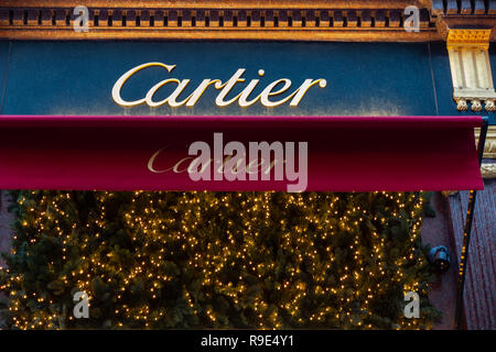 La boutique Cartier dans Bond Street, Londres à l'époque de Noël Banque D'Images