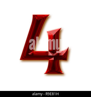 4 nombre de facettes, alphabet élégant rubis brillant gemstone lettres, chiffres et signes de ponctuation Banque D'Images