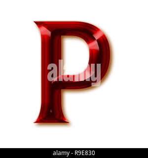 Lettre P à partir de multiples facettes, alphabet élégant rubis brillant gemstone lettres, chiffres et signes de ponctuation Banque D'Images