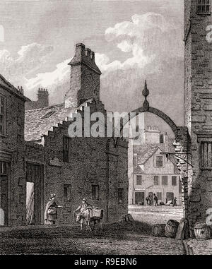 Porte d'eau, Canongate, Édimbourg, Écosse, 18e siècle, les vues à Edimbourg par J. & S. H. Storer Banque D'Images