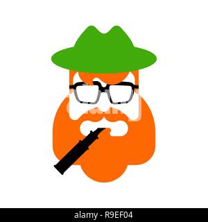 Hipster Leprechaun face. Chapeau et barbe. St.Patricks Day. Maison de vacances traditionnelle irlandaise. Festival culturel populaire en Irlande Illustration de Vecteur
