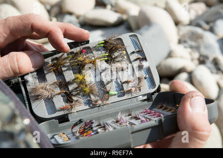 Aubenas (sud-est de la France) : FishermanÕs fly case. Banque D'Images