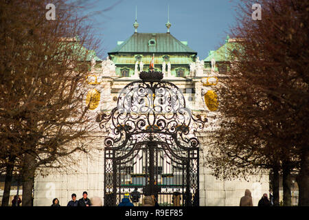 Palais du Belvédère supérieur. Le Belvedere est un complexe de palais baroque construit par le Prince Eugène de Savoie dans le 3ème arrondissement de Vienne. L'Autriche. Banque D'Images