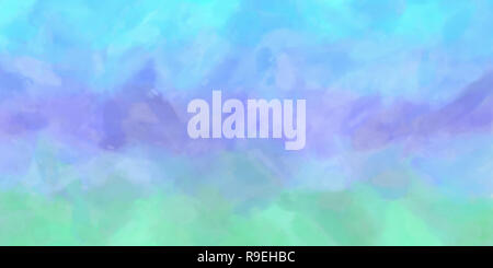 Violet Vert Bleu aquarelle, background. Illustration numérique couleur simulant la texture du papier à aquarelle véritable. Banque D'Images