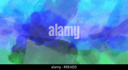 Violet Vert Bleu aquarelle, background. Illustration numérique couleur simulant la texture du papier à aquarelle véritable. Banque D'Images
