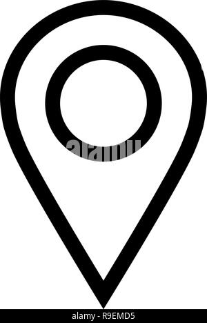 Pin point - simple noir décrites, isolé - vector illustration Illustration de Vecteur