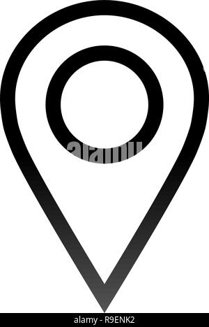 Pin point - gradient noir décrites, isolé - vector illustration Illustration de Vecteur
