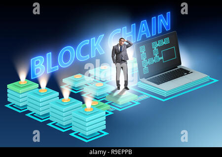 Confus à propos de concept blockchain employé Banque D'Images