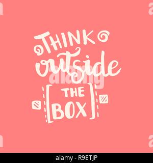 Penser en dehors de l'écriture de calligraphie de monogramme. Expression graphique de l'affiche conception. Noir et blanc Encre gravée l'art. Illustration de Vecteur