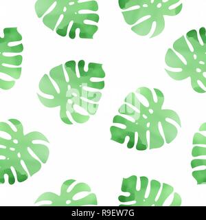 Couleur Floral motif transparent Aquarelle MONSTERA de feuilles vertes sur fond blanc pour le Scrapbooking partie et de l'impression numérique sur Carte et Photo Alb Illustration de Vecteur