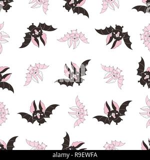 Motif transparente Halloween BAT ROSE Vector illustration couleur définie pour l'impression numérique, des vacances, des décorations murales, Scrapbooking, Album photo et Design Illustration de Vecteur