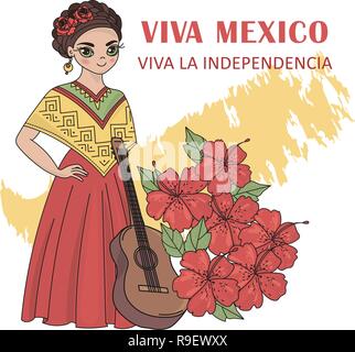 VIVA MEXICO Date de l'indépendance Vector Illustration défini pour l'impression numérique, vacances, art mural, Scrapbooking, Album photo et Design papier numérique Illustration de Vecteur