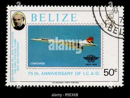 Timbre-poste du Belize à la 100e décès de Sir Rowland Hill - 75 ans l'O.A.C.I. série émise en 1979 Banque D'Images