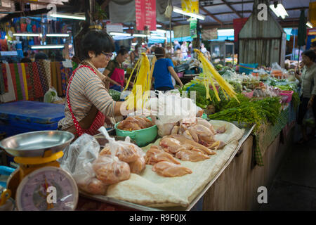 Blocage de la viande, Mun Mueang Road, Chiang Mai, Thaïlande Banque D'Images