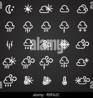 Météo icons set sur fond noir pour la conception graphique et web, simple signe vecteur moderne. Concept de l'Internet. Symbole de la mode desi site web Illustration de Vecteur