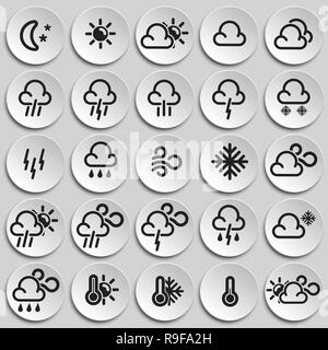 Météo icons set sur les plaques pour l'arrière-plan graphique et web design, simple signe vecteur moderne. Concept de l'Internet. Symbole à la mode pour le site web des Illustration de Vecteur