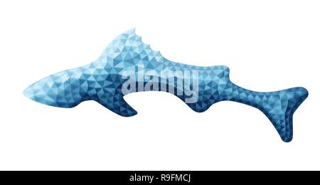 Des poissons en vecteur conception poly bas style. Animal de l'Australie. La couleur bleue. Isolé sur fond blanc. Silhouette d'un animal à partir de polygones. Illustration de Vecteur