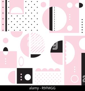 Rose et noir composition modèle créatif des formes géométriques sur fond blanc Illustration de Vecteur