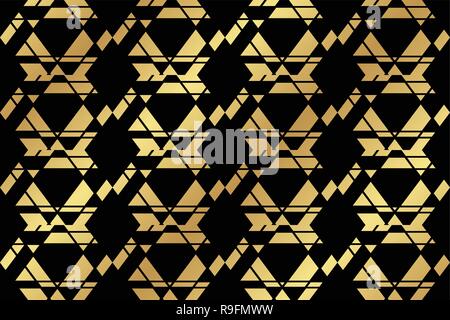 Seamless pattern abstract background, faite avec des formes géométriques formant des hexagones en or et noir. Vecteur de décoration l'art. Illustration de Vecteur