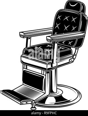 Chaise de barbier illustration dans leur gravure. L'élément de conception de logo, étiquette, panneau, affiche, t shirt. Vector illustration Illustration de Vecteur