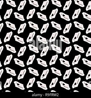 Chien j'adore valentine bulldogs vector pattern transparente sur fond noir sur fond d'EPS10. Illustration de Vecteur