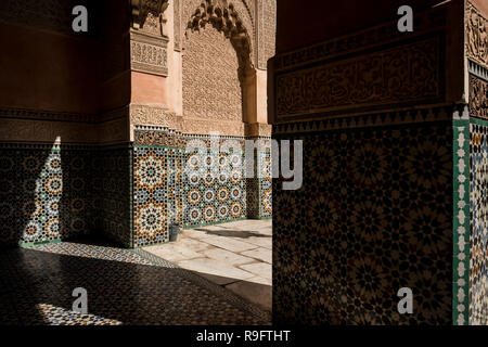 Marrakech, Maroc - 18 septembre 2017 : Medersa Ben Youssef Banque D'Images