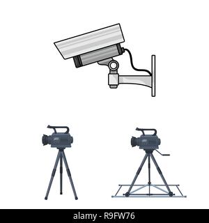 Vidéosurveillance,sécurité,Accueil,circuit,intelligente,suivi,,sécurité,trépied, d'une caméra et caméscope détail,tableau de bord,location,enregistrement,dashcam,vidéo,photographie,set,icône,,illustration,collection,isolé,design,graphisme,élément signe,caricature,couleur,vecteurs vecteur, , Illustration de Vecteur