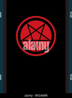 Le Pentacle de l'art sombre le titre pentagramme inversé - ancien emblème de la sorcellerie et la nécromancie, signe de la magie noire, symbole occulte mystique. Illustration de Vecteur