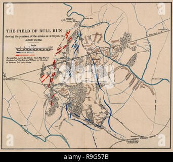 Le domaine de Bull Run : montrant les positions des armées à 16 h 30 le 29 août 1862. La seconde bataille de Bull Run - Guerre civile américaine Banque D'Images