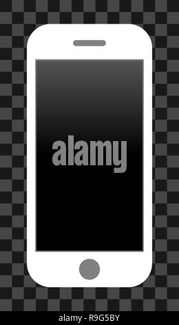 Icône Smartphone - blanc avec noir écran éteint gradient, isolés - vector illustration Illustration de Vecteur