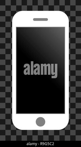 Icône Smartphone - blanc avec noir écran éteint gradient, isolés - vector illustration Illustration de Vecteur